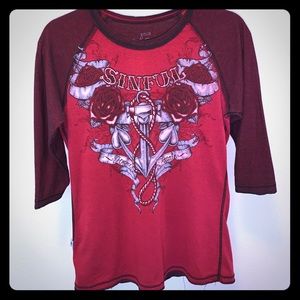 Sinful 3/4 sleeve t shirt